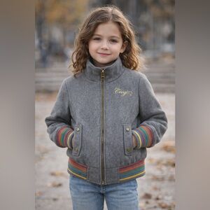 COOGI Kids Gray Jacket with Colorful Stripes